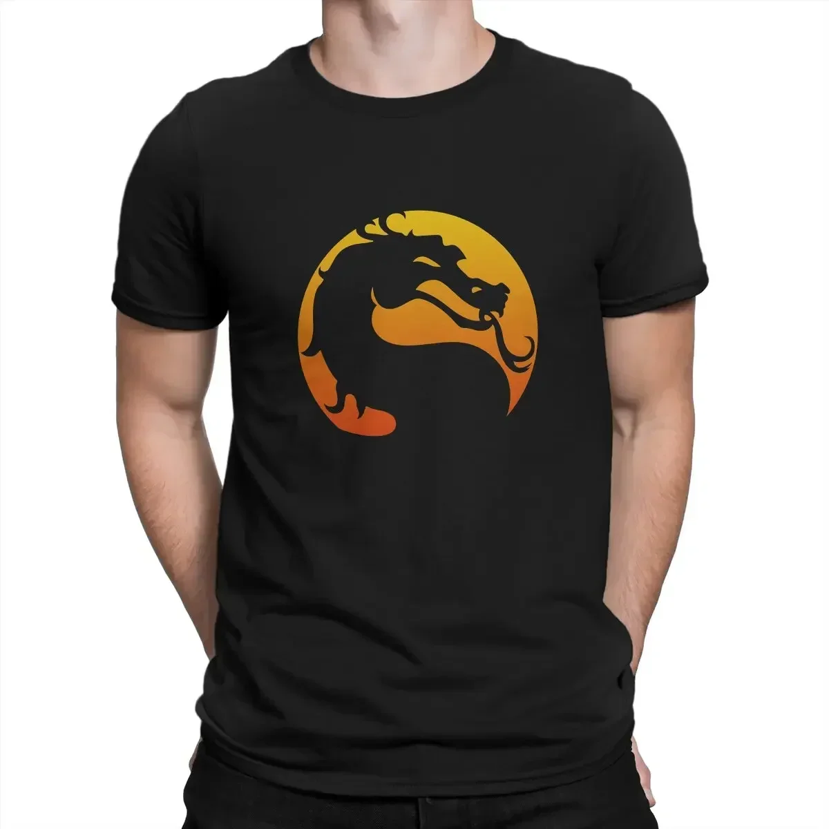 

Dragon Classic Mortal Kombat Men T Shirt Fibre Fashion Crewneck Polyester TShirt Harajuku