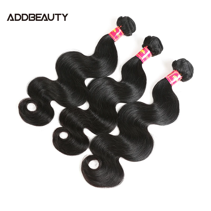 Addbeauty Raw Virgin Hair Body Wave Unproccessed One Donor Hair Brazilian Human Virgin Hair Bundle Double Drawn Natural Color