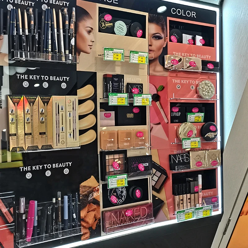 custom.Cosmetic Makeup Display Cabinet Back Cabinet Universal Beauty Counter Island Cabinet Shelf Display Rack with Mirror