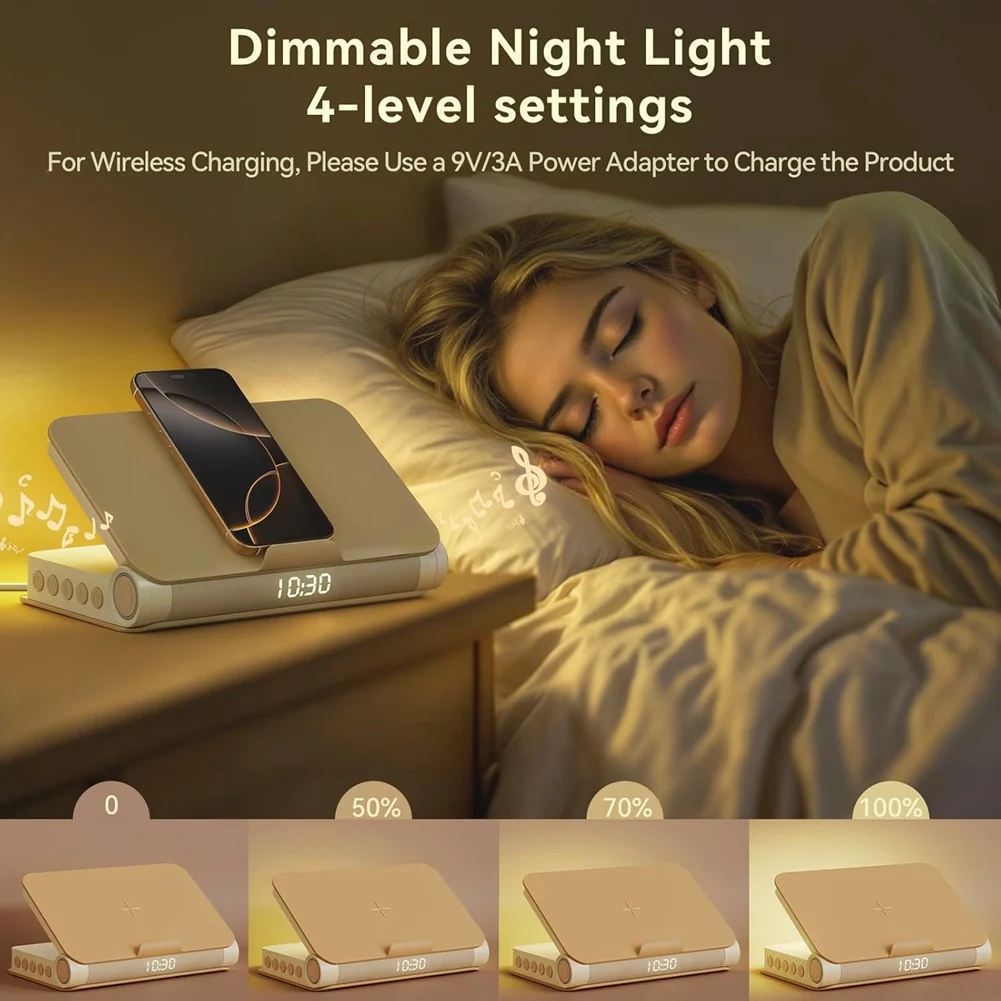 Y17A Book Lamp 16-Level Volume Loud Sunrise Alarm Clocks Wireless For Heavy Sleepers Adults Wake Up Light With Snooze