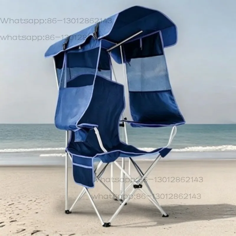 Outdoor folding sunshade chair leisure awning fishing chair portable armrest with ceiling beach chair