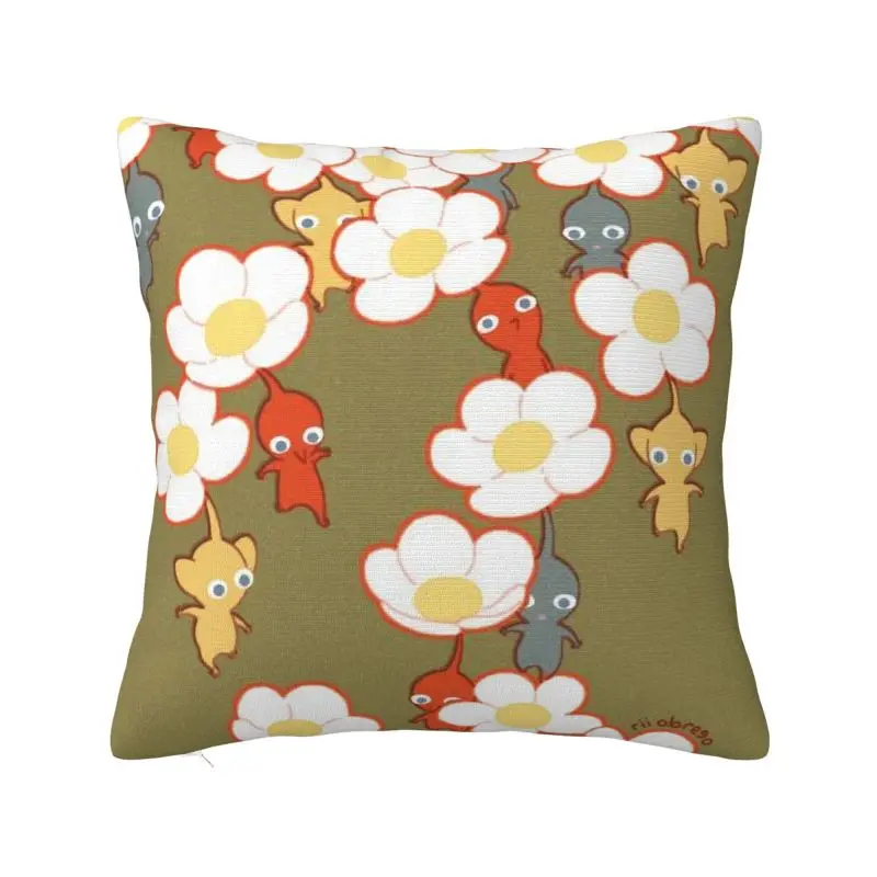 Custom Flower And Pikmins Cushion Cover Home Decor Printing Play Game Throw Pillow Case for Sofa Double-sided