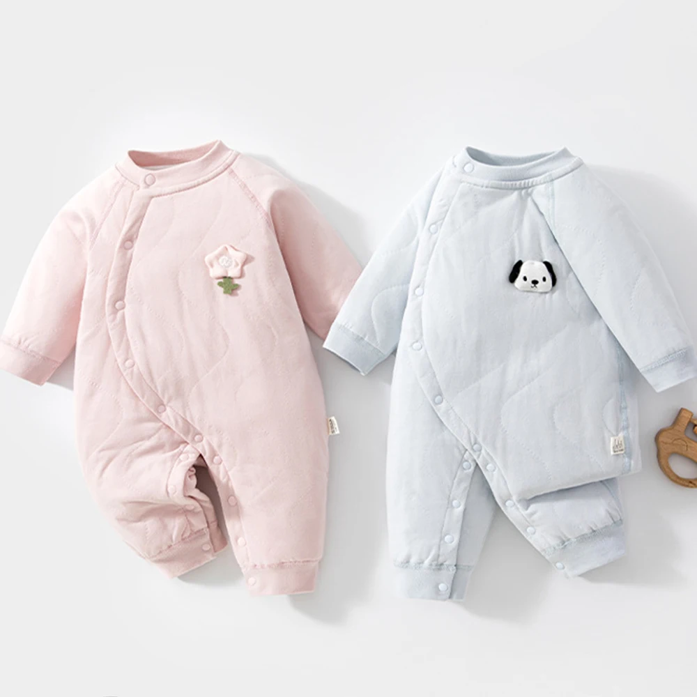 Baby Rompers Long Sleeve Quilted Thicken Warm Winter Infant Boutique Clothing Unisex Newborn Baby Jumpsuit For Boys And Girls