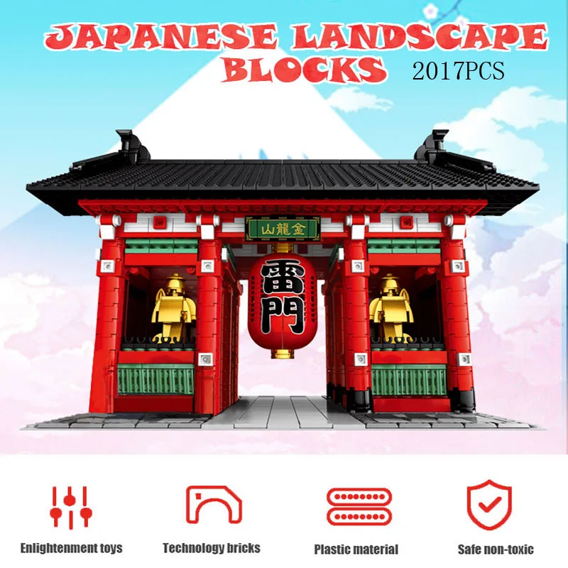 

Creative Japan Tokyo World Famous Architecture Building Block Sensoji Temple Kaminarimon Brick Kimono Figures Toys Collection