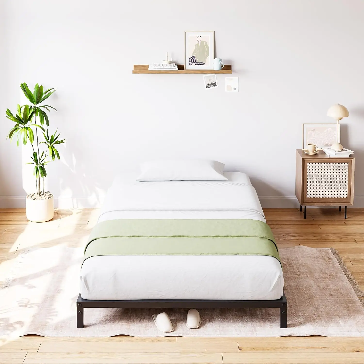 

6 H Twin Bed Frame No Box Spring Ned, Heavy Duty Metal Platform Bed Frame Twin Size For Bedroom Easy Assembly, Noise Free, Bla,