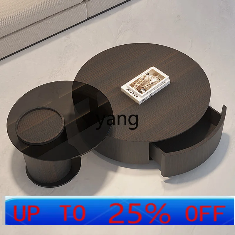 

CX minimalist light luxury modern round coffee table combination living room household small apartment high-grade solid wood
