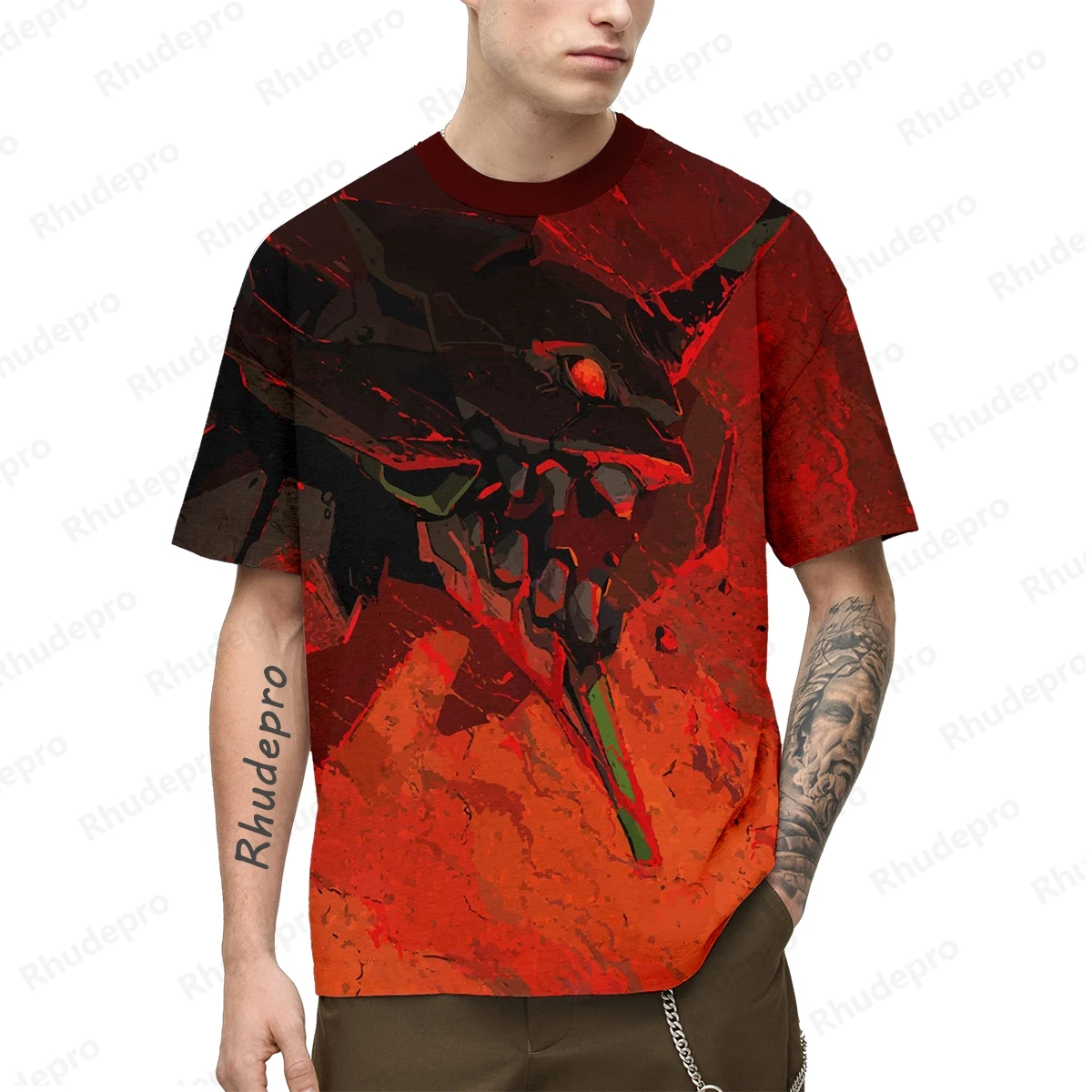 Camiseta Neon Genesis Evangelion masculina, cosplay streetwear, tops de manga curta, roupas novas, roupas da moda, presente, Y2k, 2024