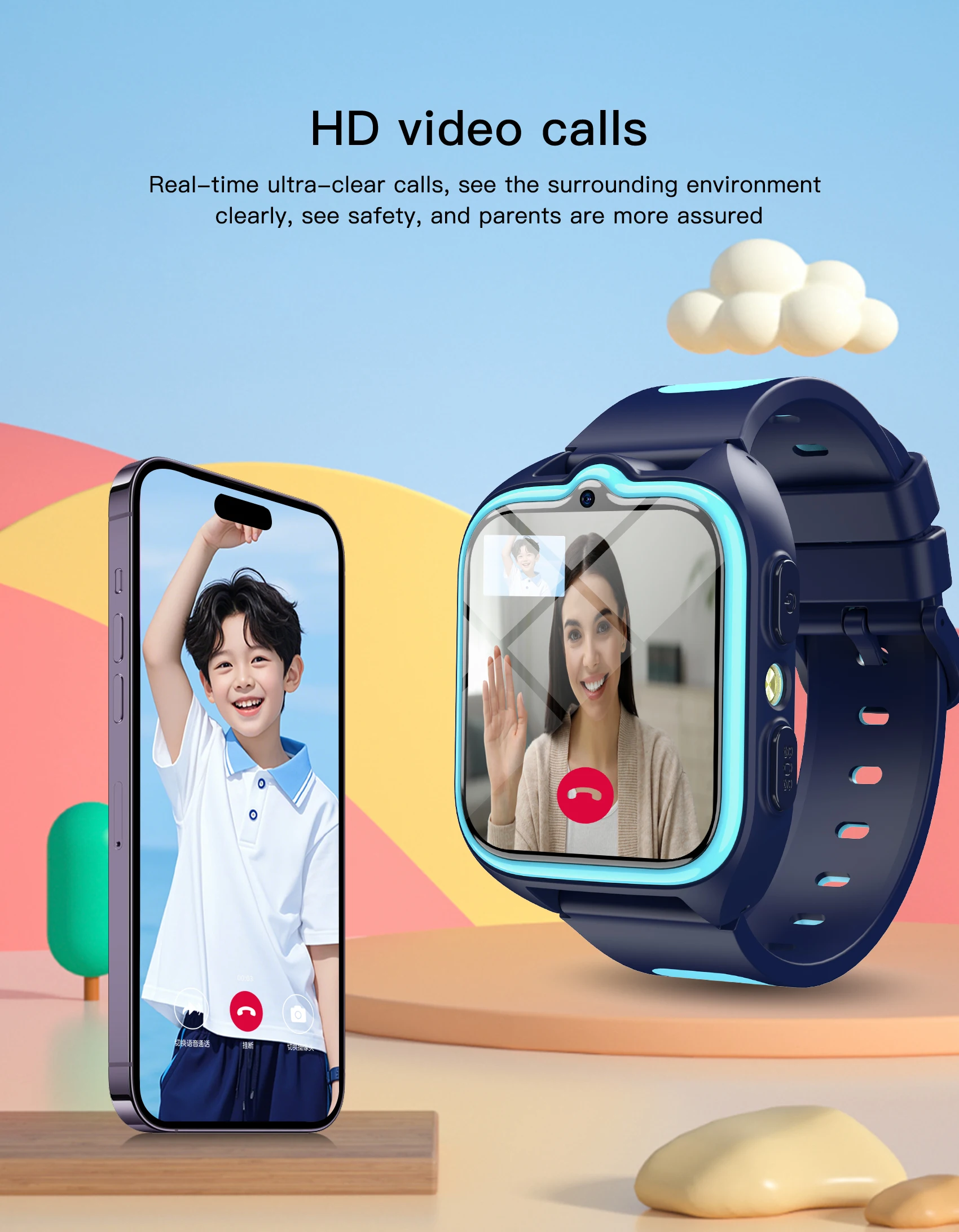 Kids 4G Smart Watch Phone - Waterproof GPS Tracker with SOS
