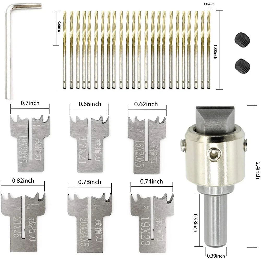 Set di punte per trapano ad anello da 30 pezzi, lame da 16-21mm punta per trapano ad anello in legno creatore di anelli in legno punta per trapano con perline in legno d'acciaio