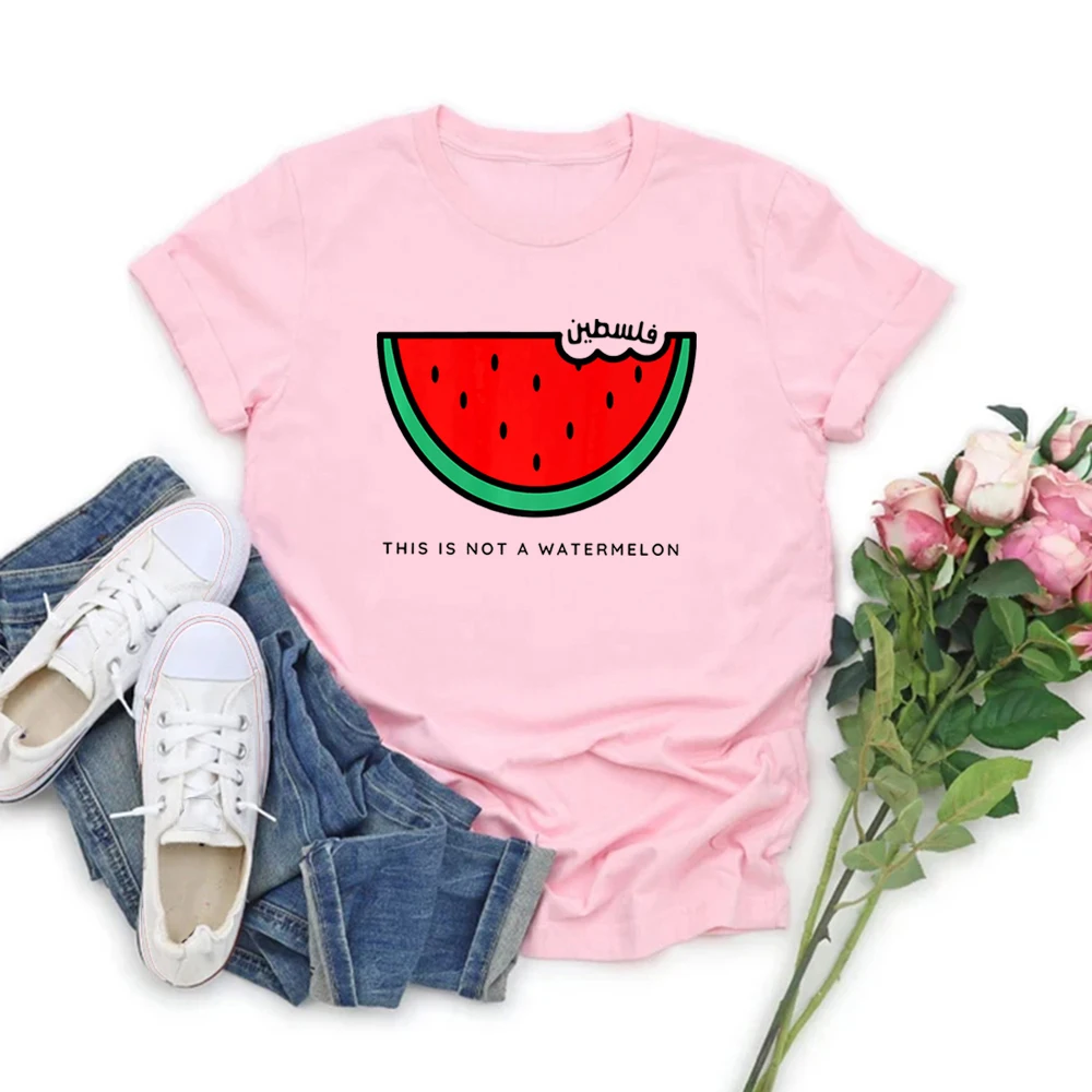 Funny Watermelon T-Shirt This Is Not A Watermelon Tshirts Peace and Love T Shirt Short Sleeve Human Right Graphic Tee Streetwear