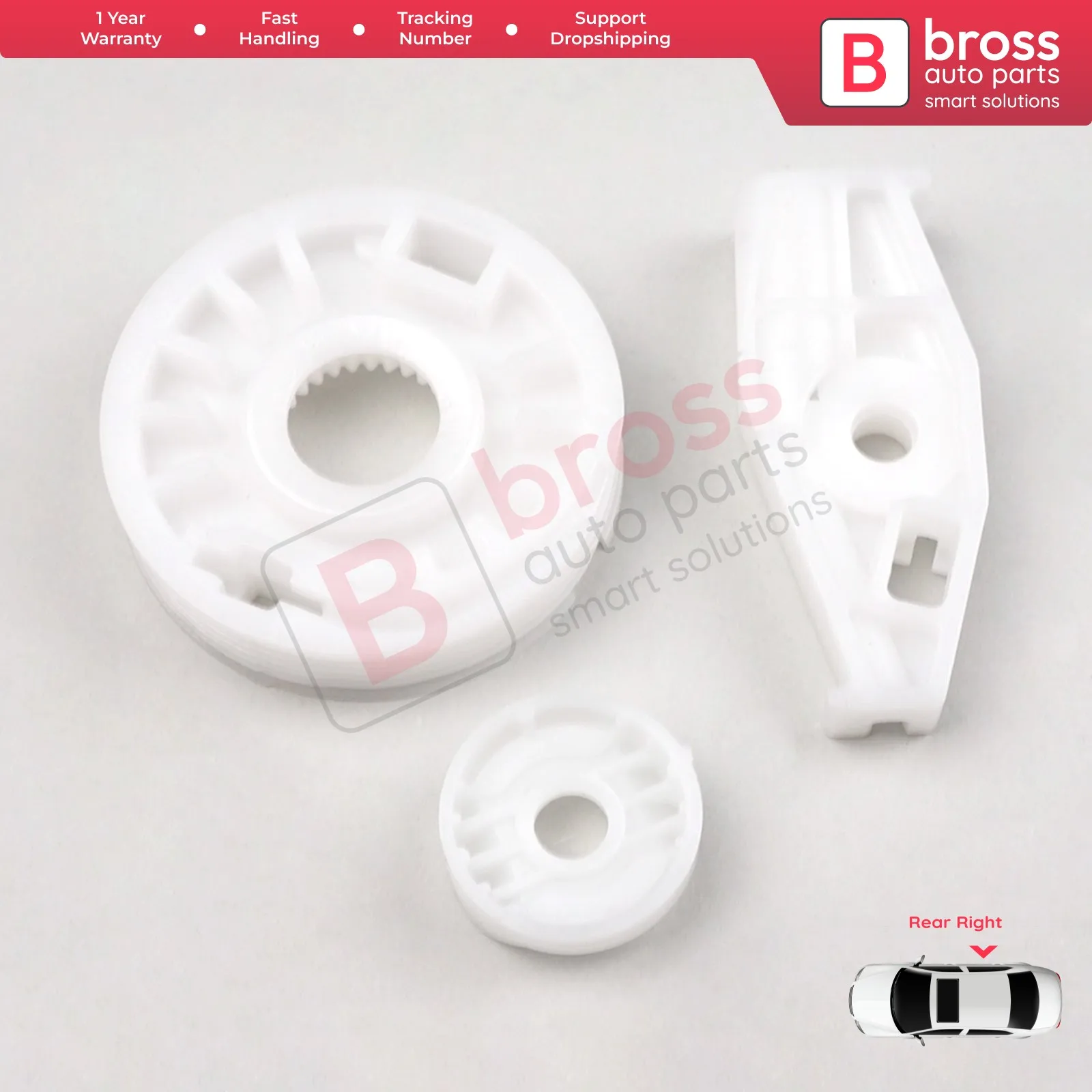 Bross Auto Parts BWR791-1 Window Regulator Repair Slider Brackets Wheel Rear Right Door for New Beetle Cabriolet 2003-2010