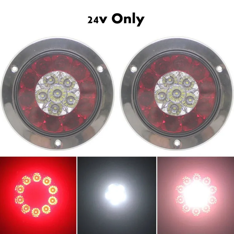 2X Car Round LED Amber Red Taillights 16LED 12V Stop Brake Running Reverse Backup Light For Truck Trailer Lorry tail light