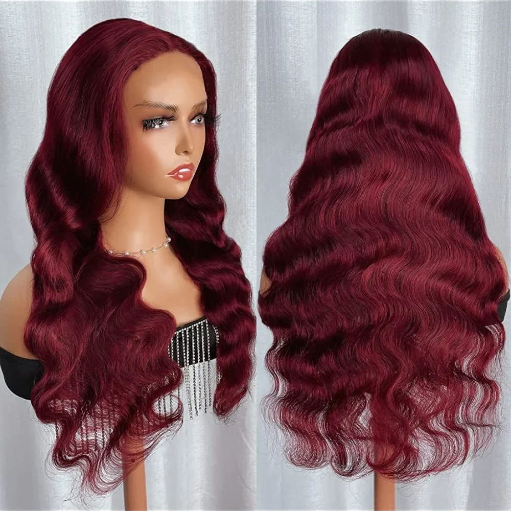 

34-дюймовые длинные бразильские объемные человеческие волосы Парики с детскими волосами Цветные 99J 13x4 HD Прозрачные кружевные фронтальные парики для женщин