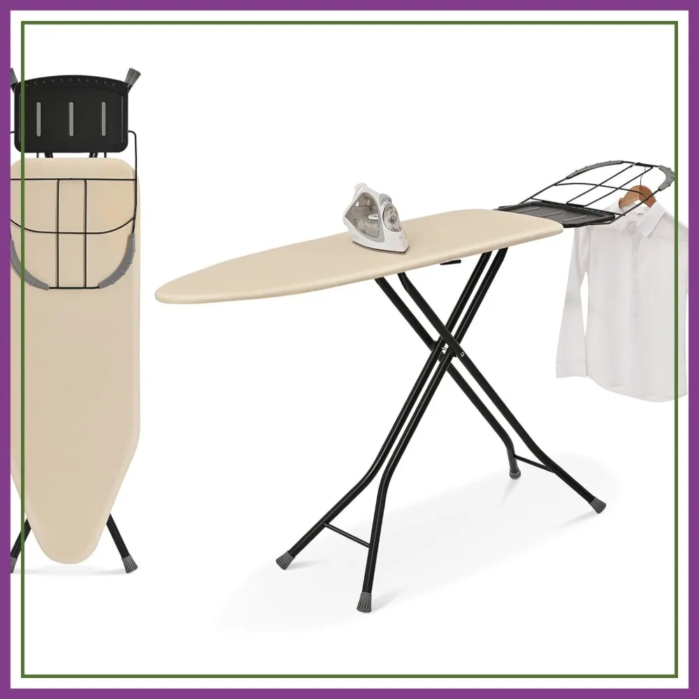 

Full Size Ironing Board with Metal Panel, Foldable, 7 Height Adjustable, Heat Resistant Thick Padding Cover, Heavy Duty, 15x48, Beige