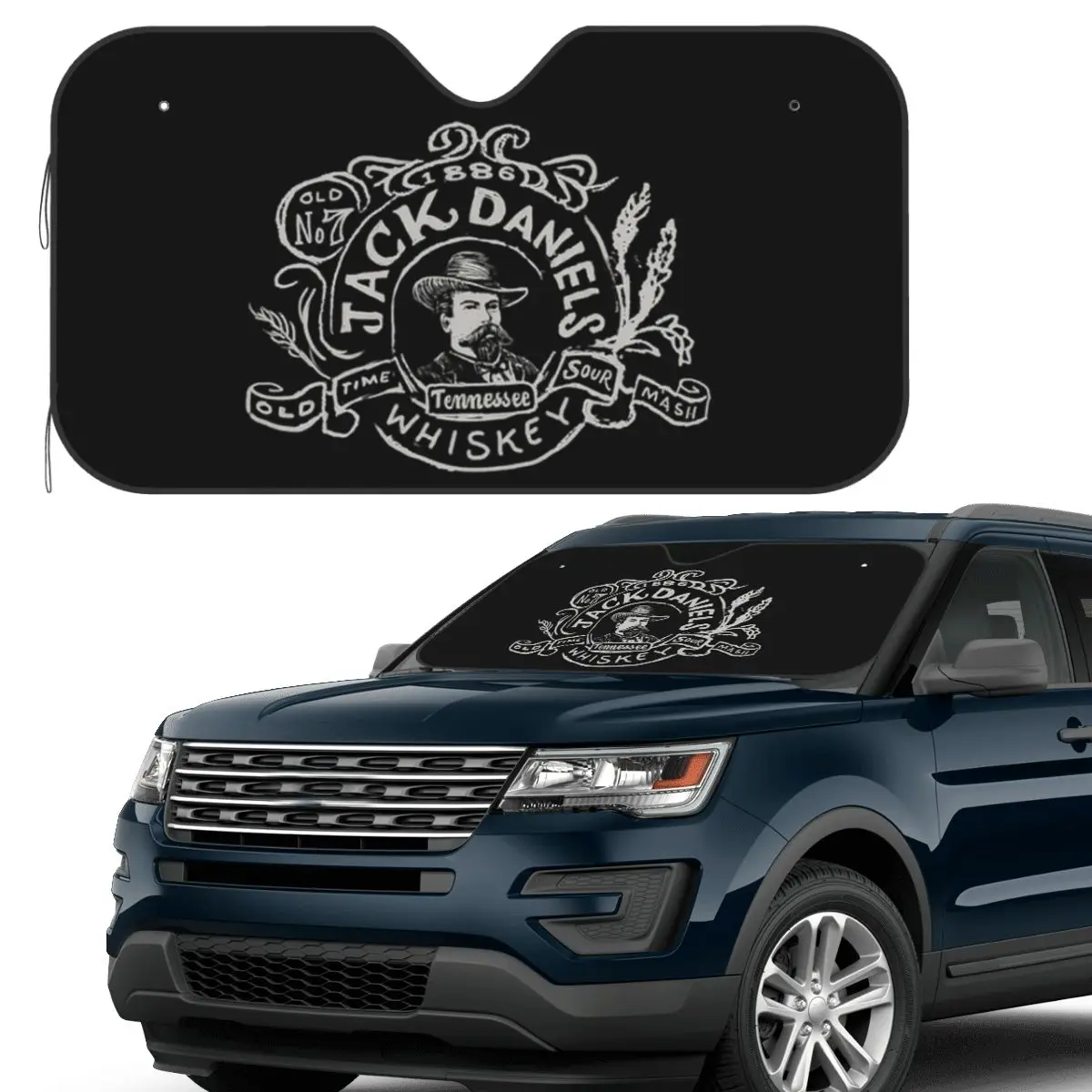 

J-JACK DANIELS Whiskey Brand Sunshade Windscreen Car Front Windshield Window Sun Visor Accessories Covers