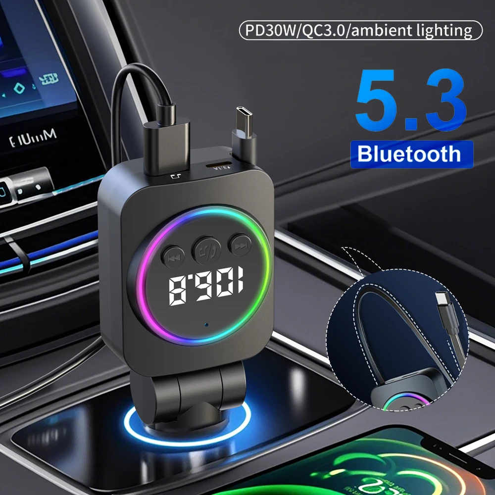 LED Digital Display Bluetooth 5.3 Transmitter Adapter 3.5MM AUX MP3 Player HIFI Audio Adapter For PC TV Car Home Speaker