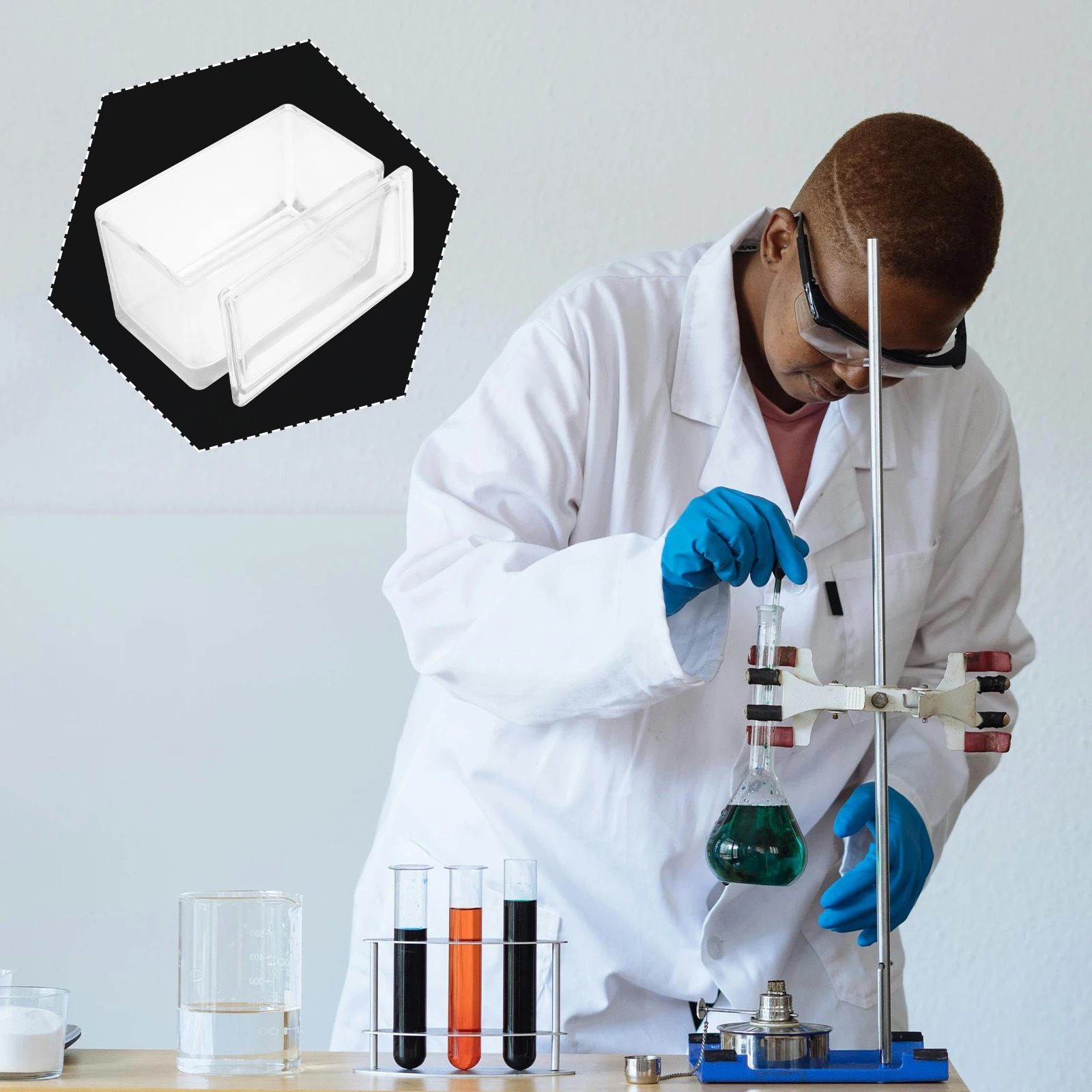 

Glass Staining Cylinder Jar Reusable Cube Tank For Microscope Slides Staining Specimen Holder