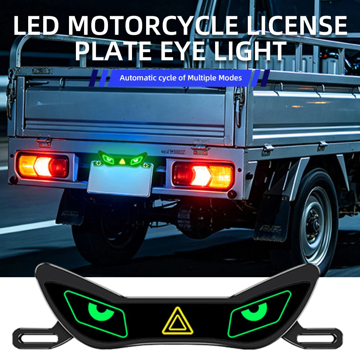 Motorcycle Devil's Eye LED License Plate Light 12V Dynamic Flash Warning Light Tail Decorative Light Universal Atmosphere Lamp