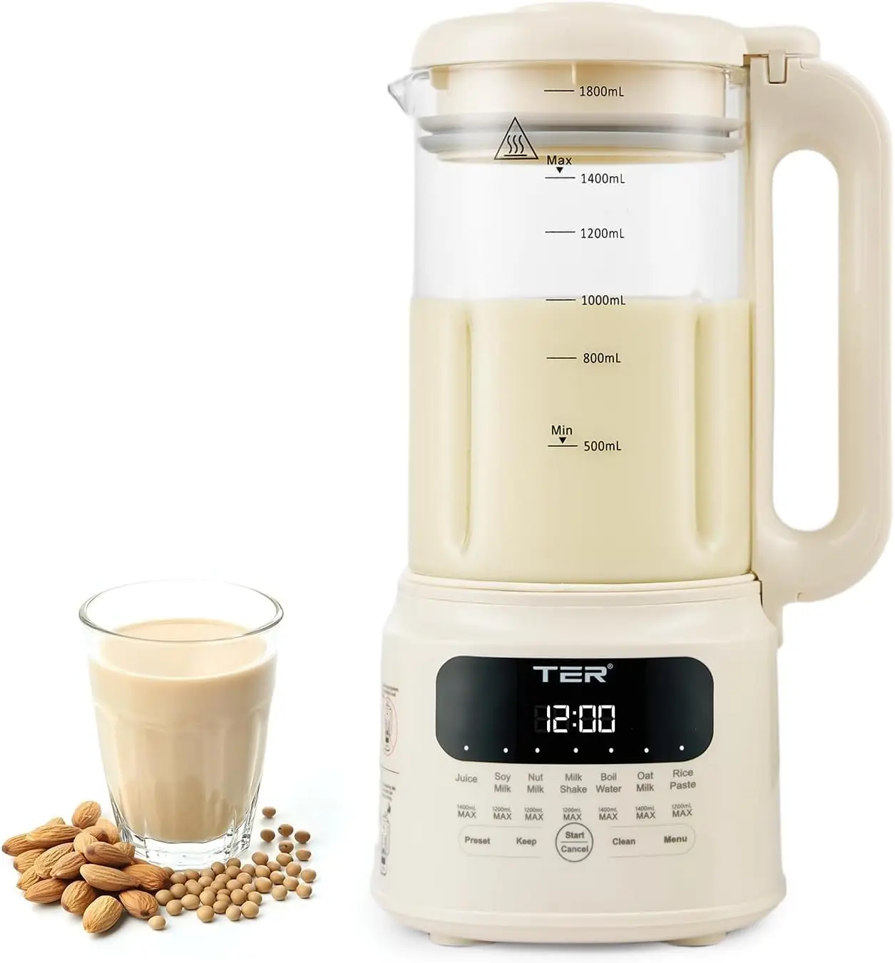 

10 in 1 Nut Milk Maker, 50oz Homemade Almond, Oat, Soy, Coconut Milk, Juice & Rice Paste, Electric Bean Milk Machine with Preset