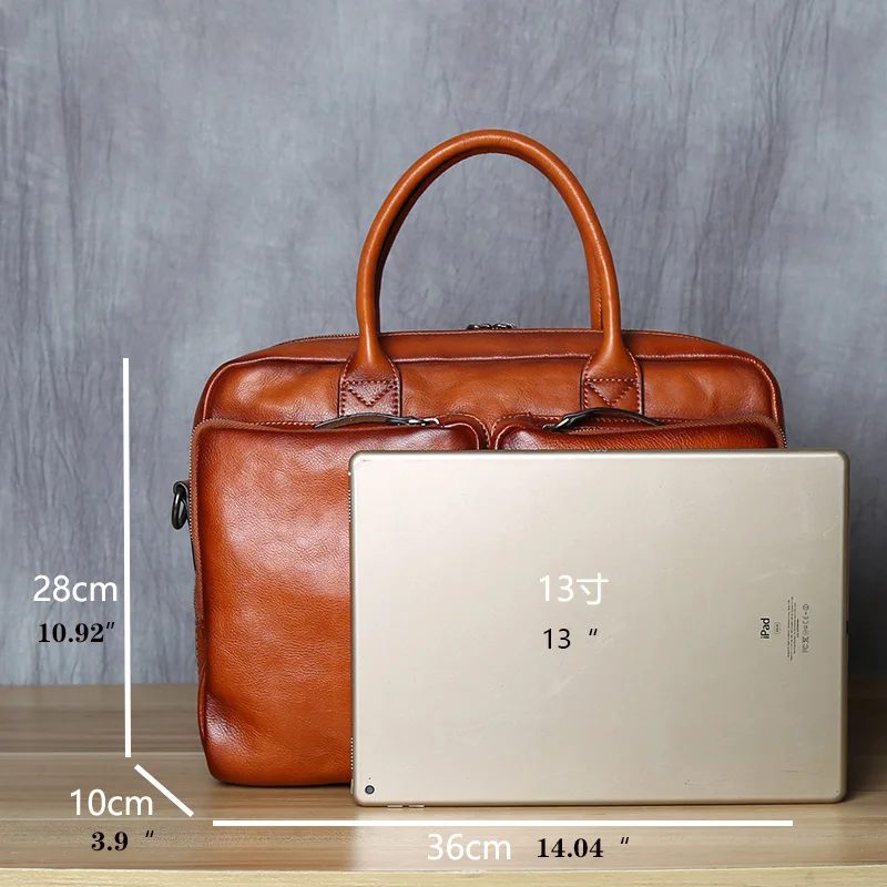 Retro Leder herren Aktentasche Top Schicht Leder Handtasche Lässig Schulter Messenger Tasche Business Laptop Tasche Trendy männer Tasche NZPJ – Detail 2