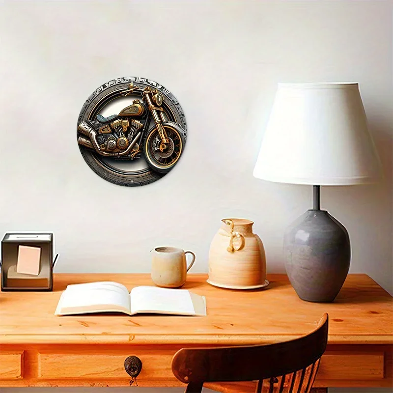 علامات دراجة نارية عتيقة معدنية من الألومنيوم ، علامات عتيقة مستديرة ، ديكور المرآب
