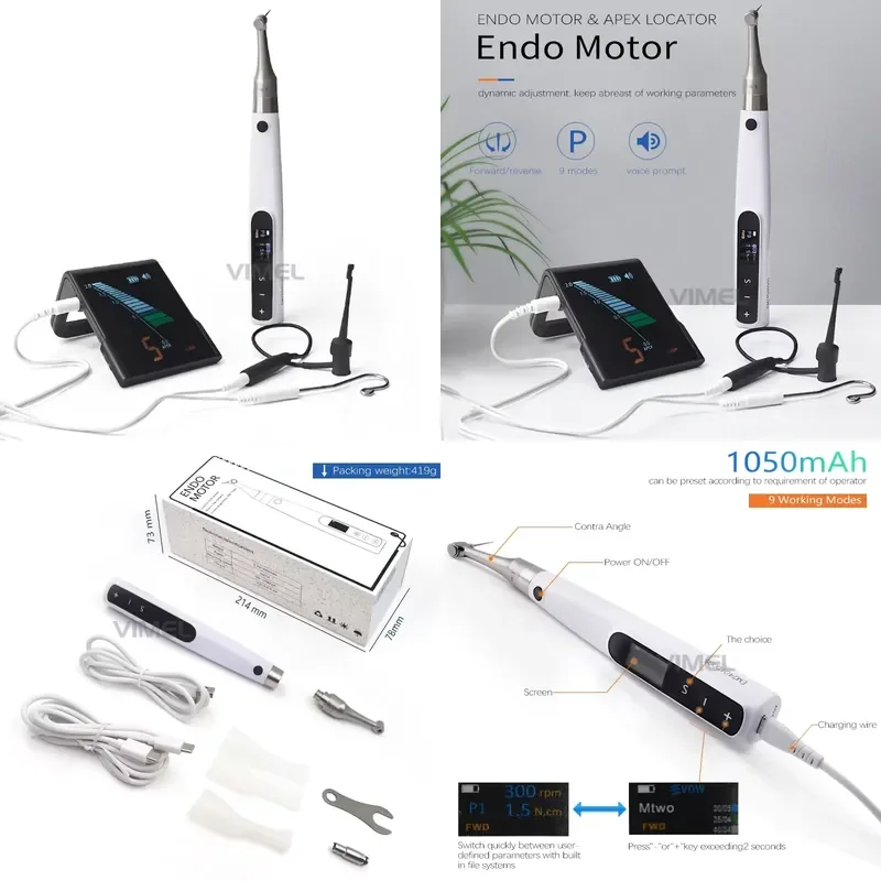 2026 2 in 1 Endodontic Root Canal Files Contra Angle Wireless LED WithApex Locator Endo Motor Oral Therapy