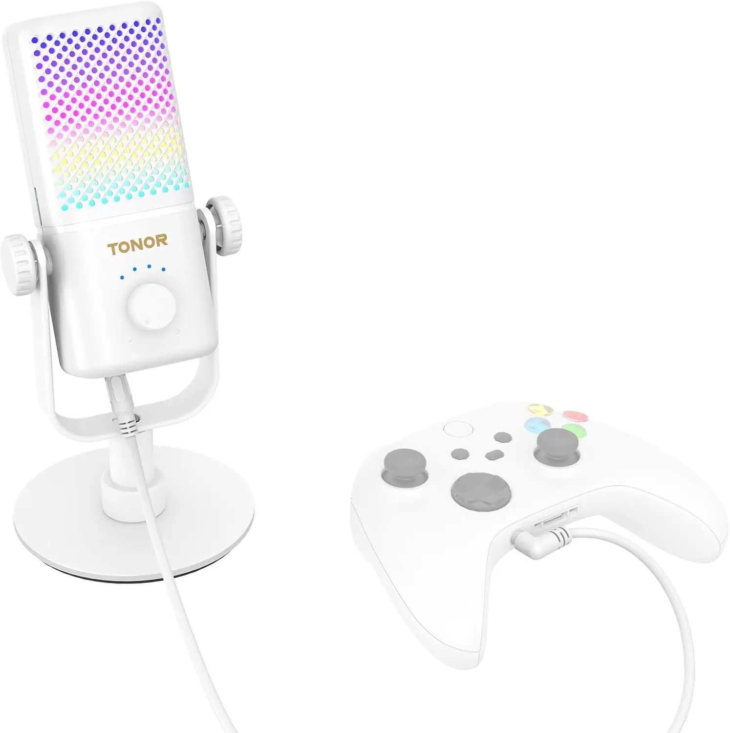 

Gaming Microphone for Xbox, RGB Streaming Mic with Low Noise, Gain Control, One Tap Mute, 200cm Cable & Stand