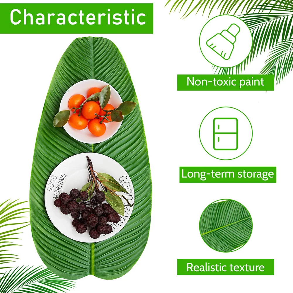 Künstliche Bananenblätter Tischdekoration Wasserdichte Palmblätter Künstliche Lotusblätter Hawaiianische Party Heim Tischläufer Tischset – Detail 5