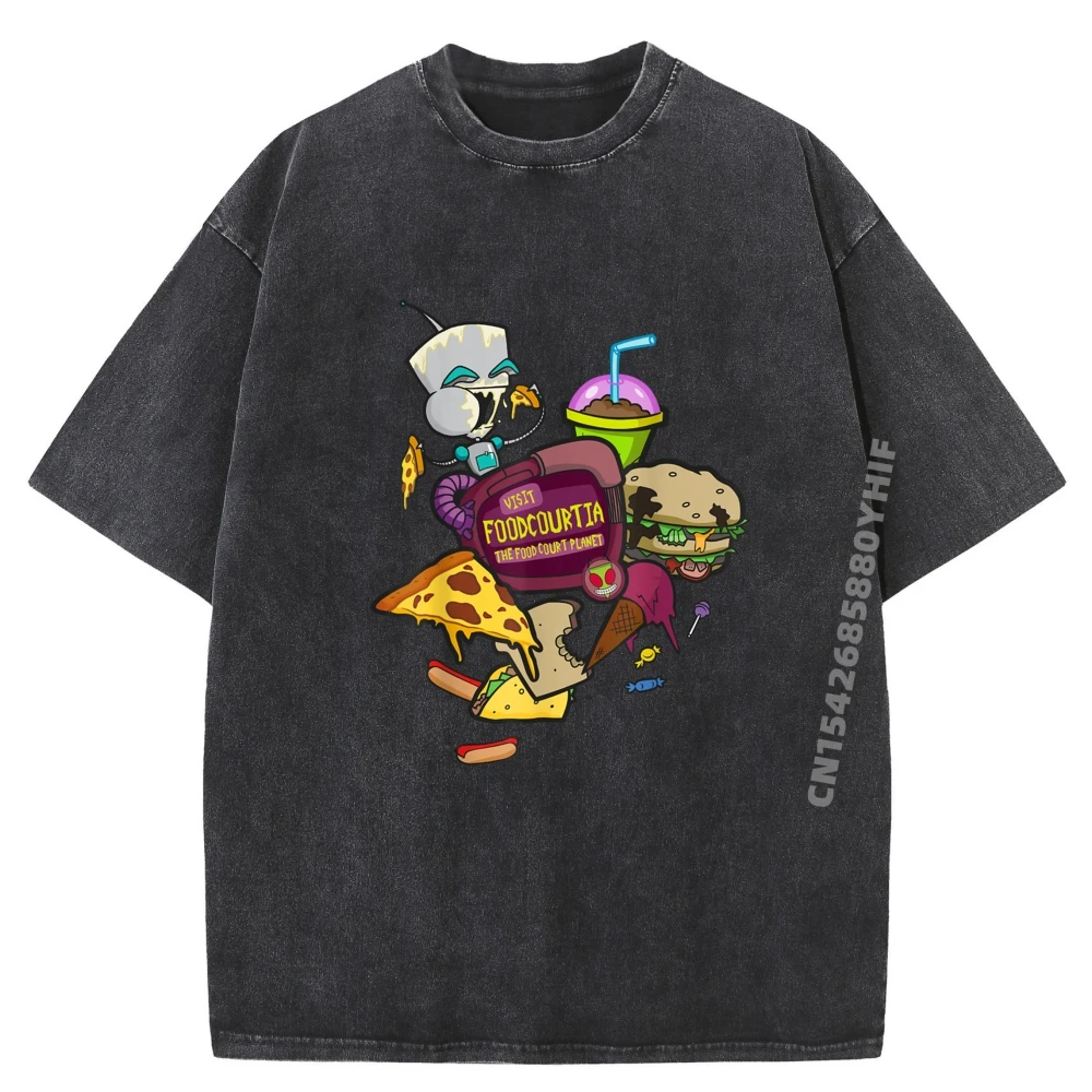 

Gir Visit Foodcourtia Grpahic Tee Men's Shirt Summer Casual Washed T-shirts Printing Funny Breathable Shirt