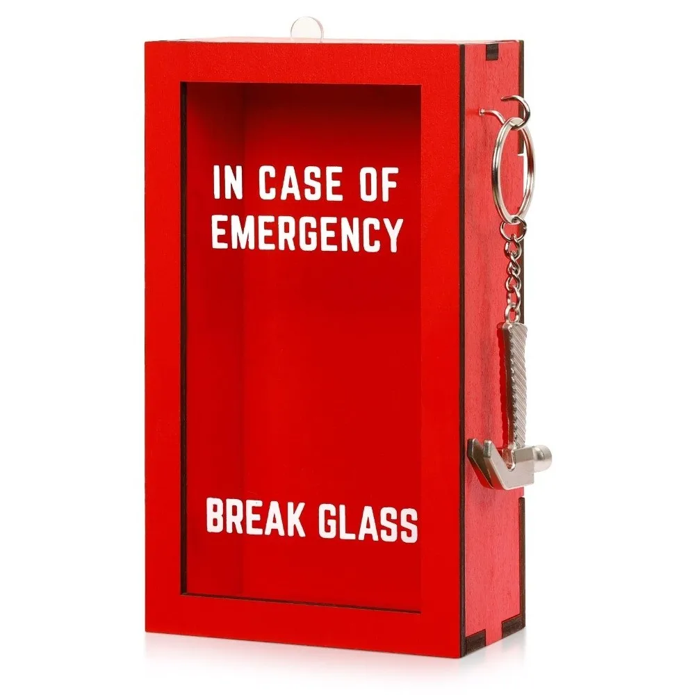 Boîte cadeau d'urgence en cas de cambriolage, boîte cadeau en bois rouge, emballage cadeau avec marteau, boîtes cadeaux farces pour anniversaire, vacances