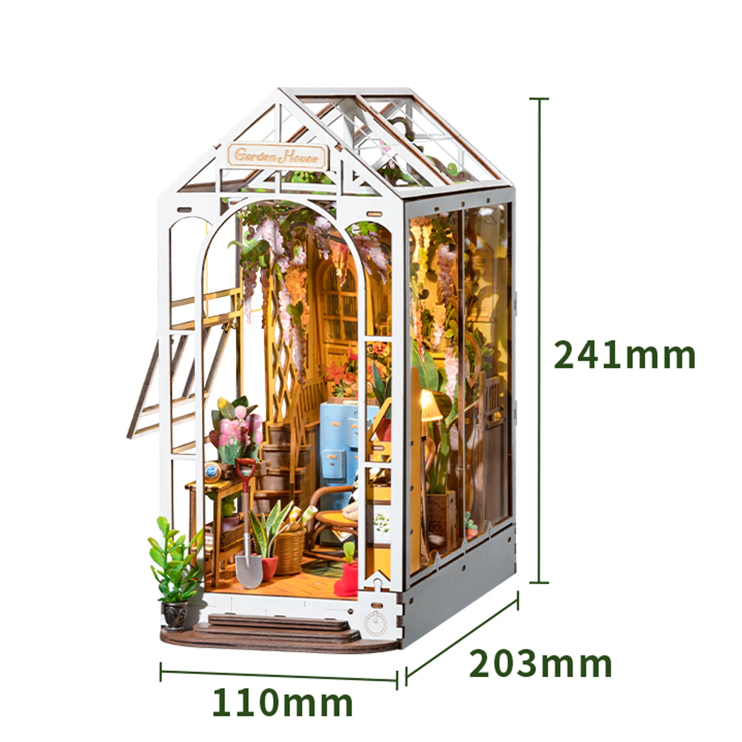 Kit de modèle de maison de poupée Rolife Gardenhouse Book Nook DIY avec éclairage LED, puzzle en boi