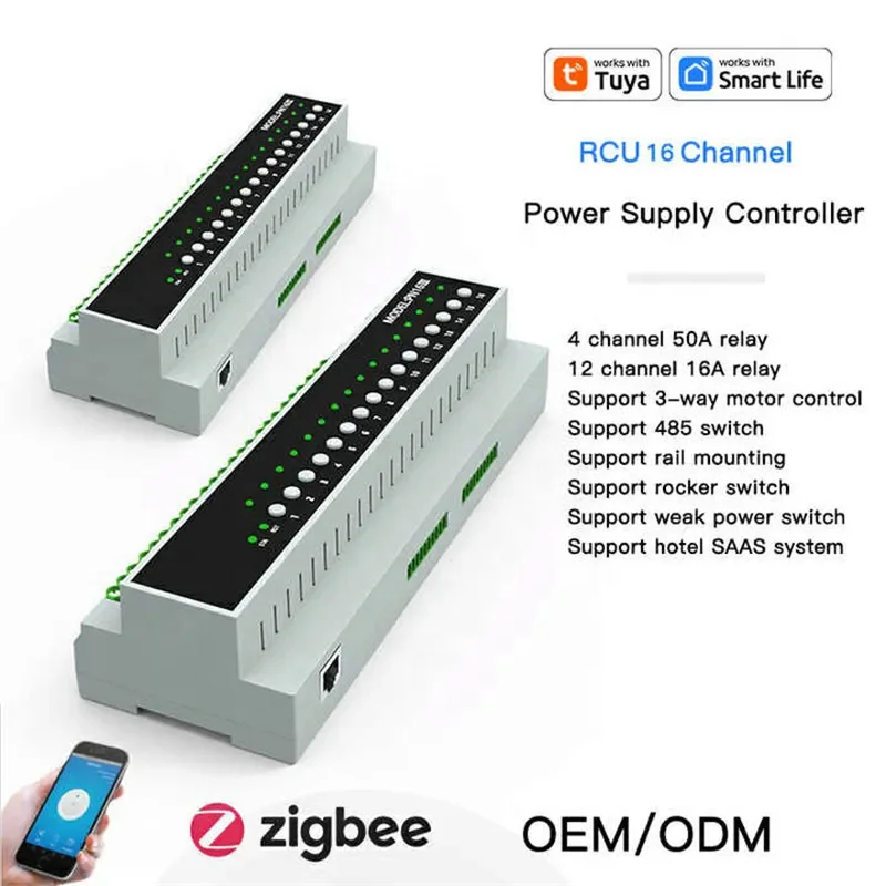 Tuya 16CH Zigbee3.0 Light Curtain Smart Switch Yandex Compatible Home Control Module