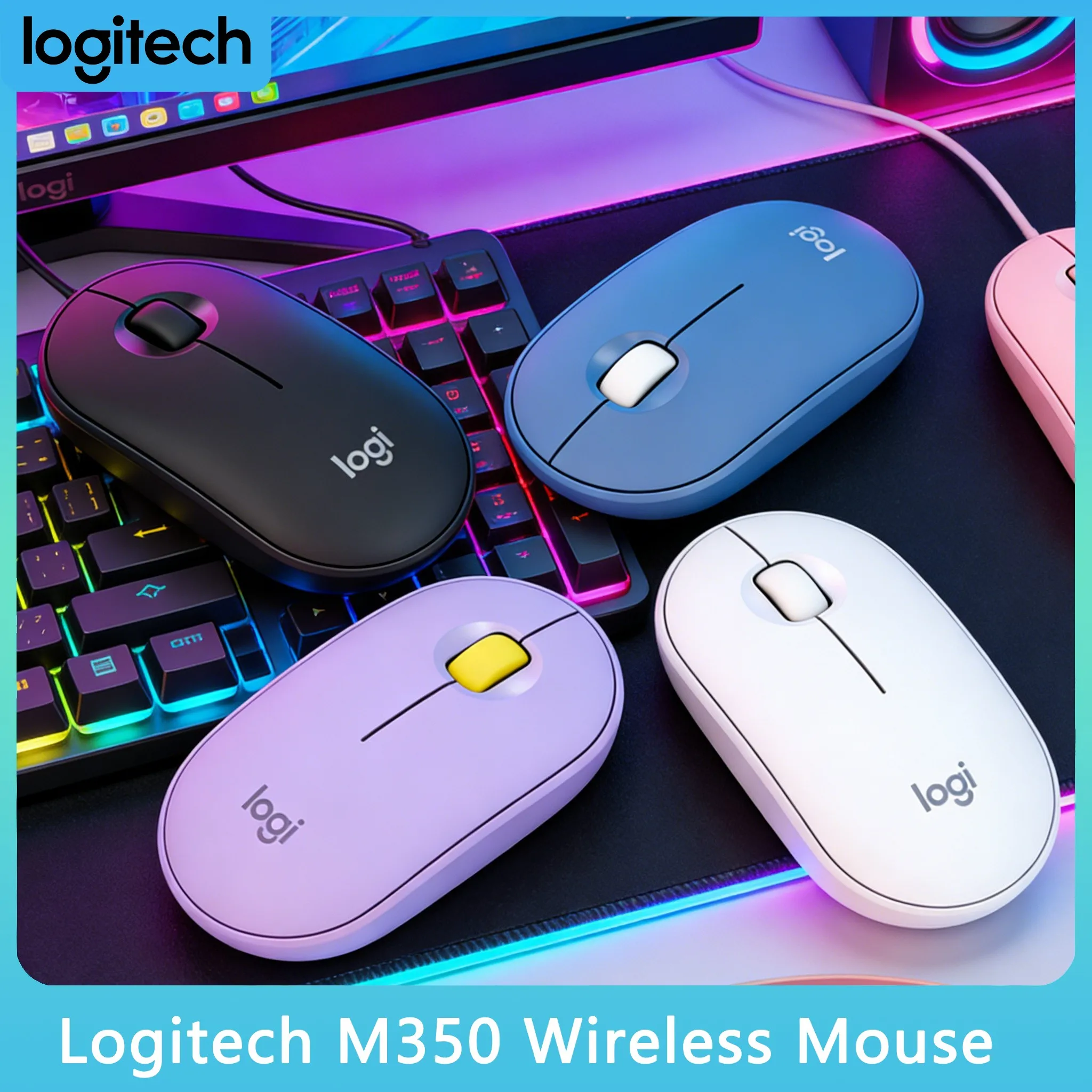 

Logitech M350/M350POP/M280/M330/M221 Pebble Mouse, Bluetooth+USB Dual-Mode, Perfect for Office & Gaming, Slim Portable Long