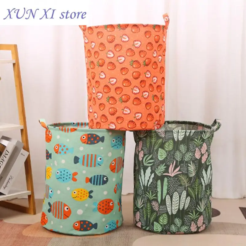 

New Print Laundry Basket Foldable Home Laundry Storage Bag Portable Cotton Linen Hamper Kids Toys Dirty Clothes Basket Organizer