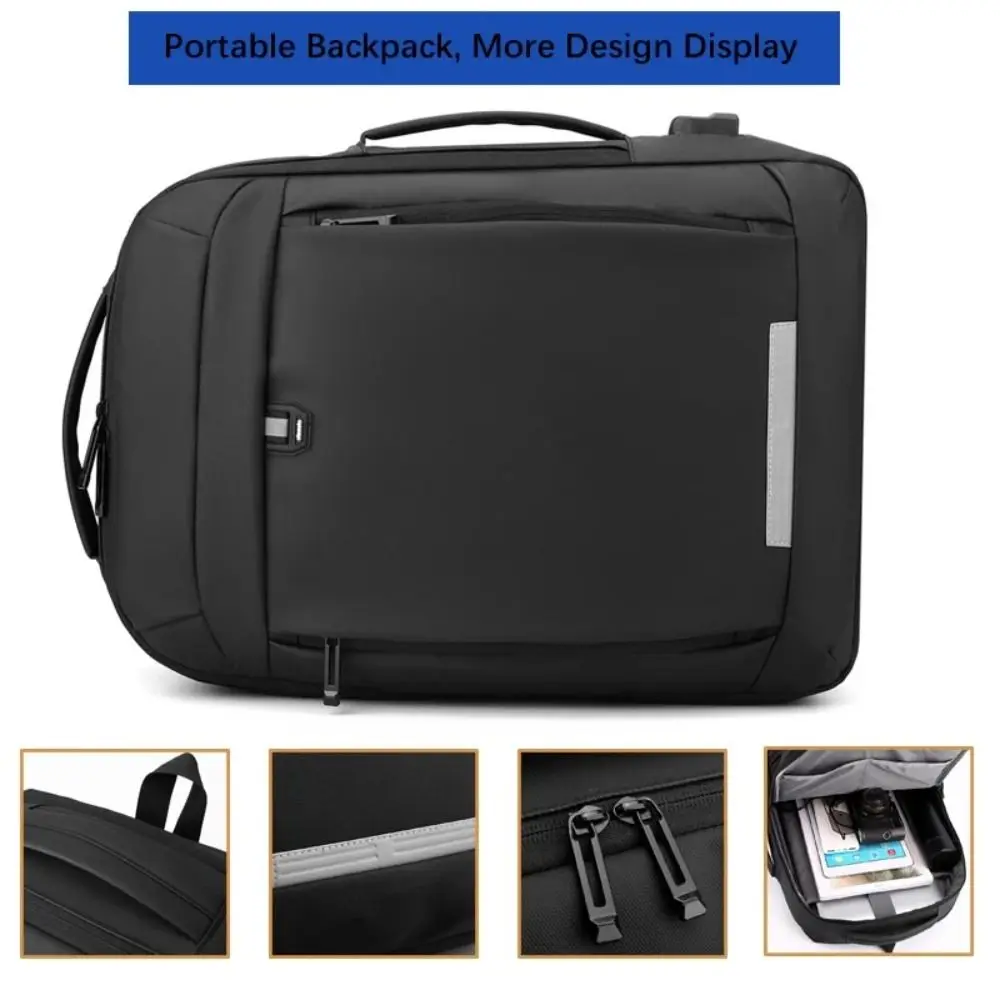 

Practical Oxford Business Laptop Backpack Leather Large Capacity Notebook Backpack Multifunction Waterproof School Book Bag Men