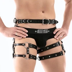 Man Leather Leg Harness Adjustable Fetish Gay Clothing Sexual Body Bdsm Bondage Cage Harness Belts Slave Rave Costumes for Sex