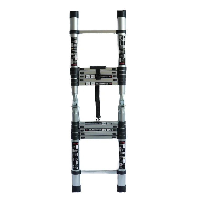 10 + 10 multifunctional aluminum ladder, portable foldable herringbone design, loft household telescopic