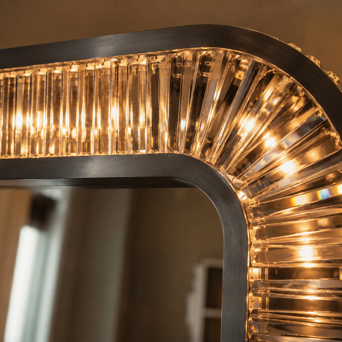 Art Deco LED Floor Mirror Full-length Independent Decorative Makeup Mirror for Living Room Wedding Decoration