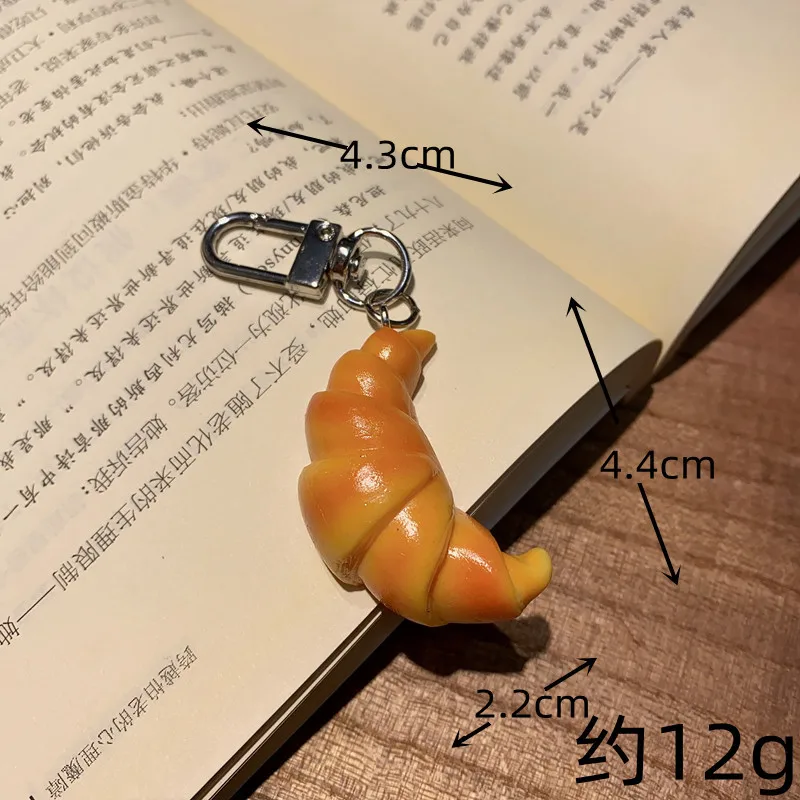 Simulated Bread Keychain Creative Fashion Croissant Food Model Bag Car Key Ring Mobile Phone Pendant Ornaments Gift for Friends