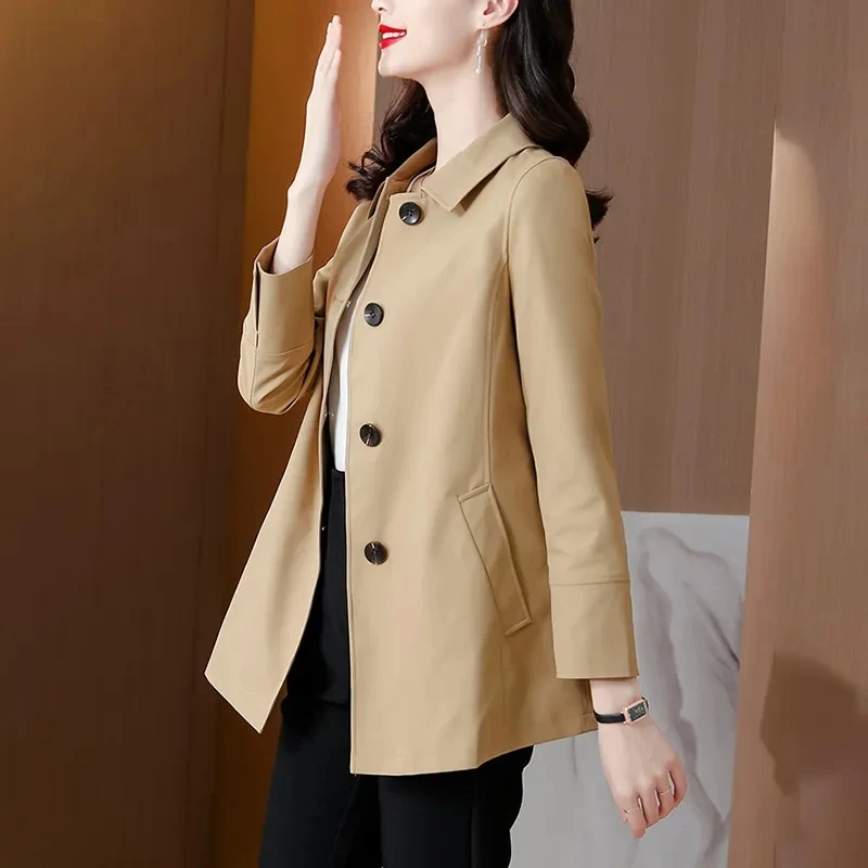 2023 New Spring Autumn Trench Coat Female Korean Single Breasted Mid Long Women Windbreaker Jacket Casual Ladies Outerwear Tops