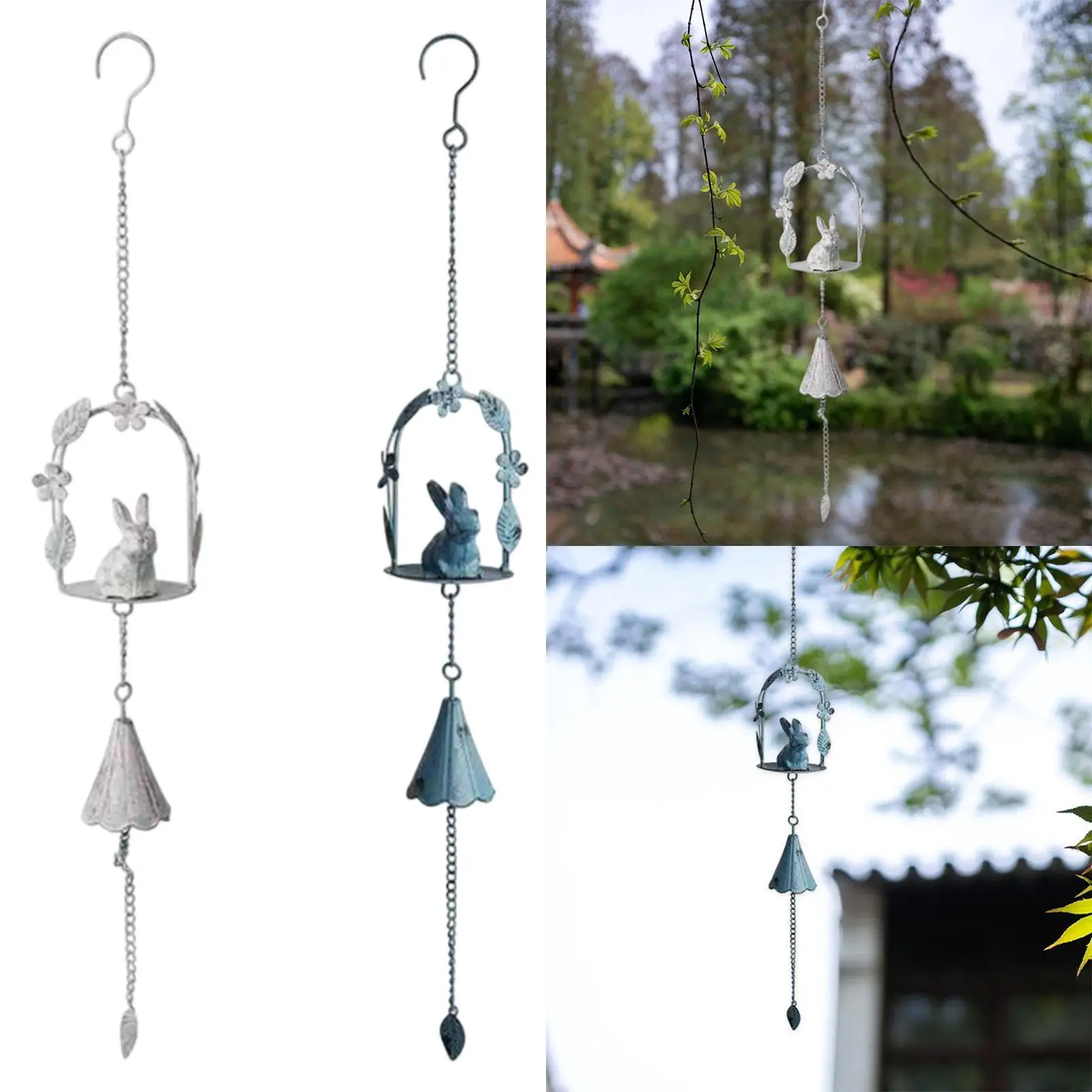 

Retro Style Bunny Windchime Garden Decor Decorative Animal Windchime Memorial Windchime for Home Outdoor Gift Courtyard Balcony