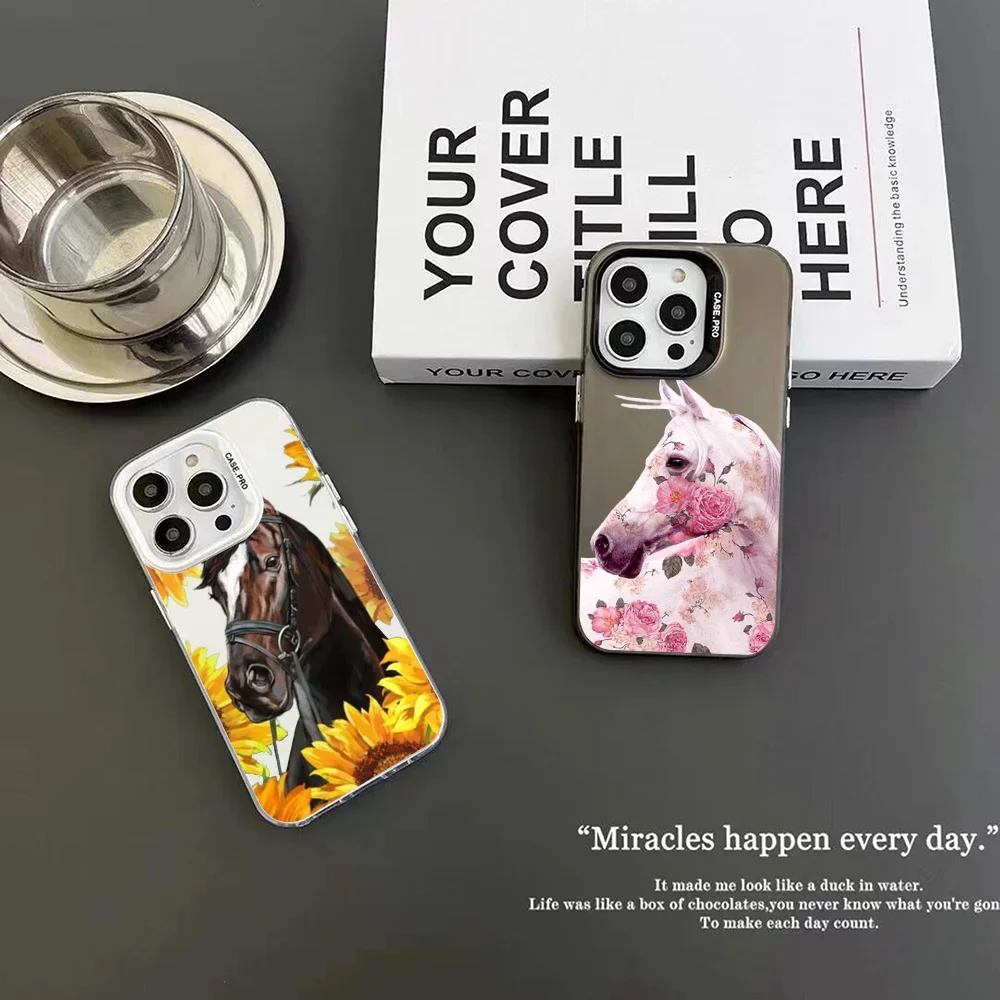 Frederik The Great Beauty Horse Phone Case IMD Color Silver Shell For IPhone 16 15 14 13 12 Pro Max Plus