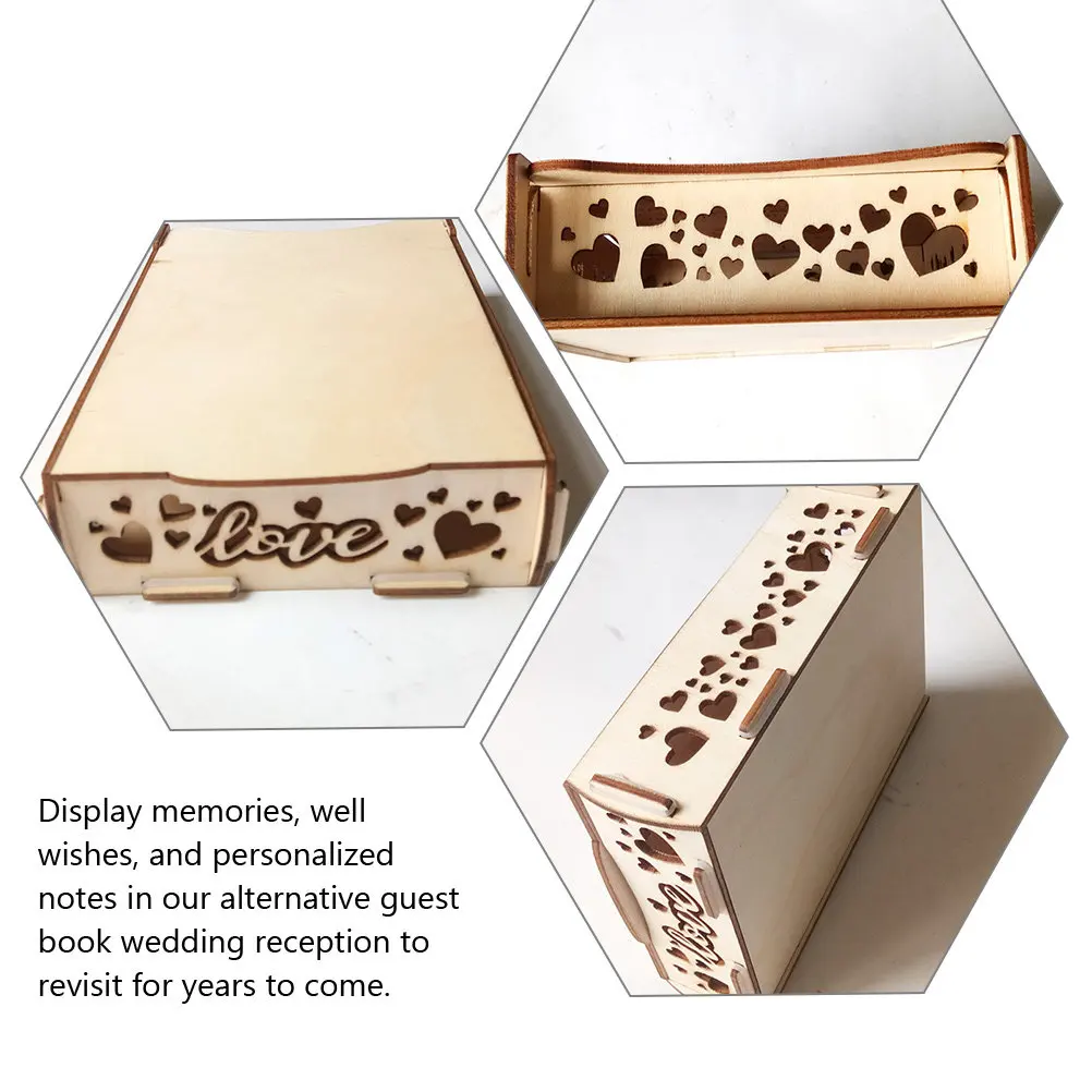 Rustic Wooden Guest Book Box for Wedding Personalized Memory Collection Display Holder Wedding Anniversary Thanksgiving