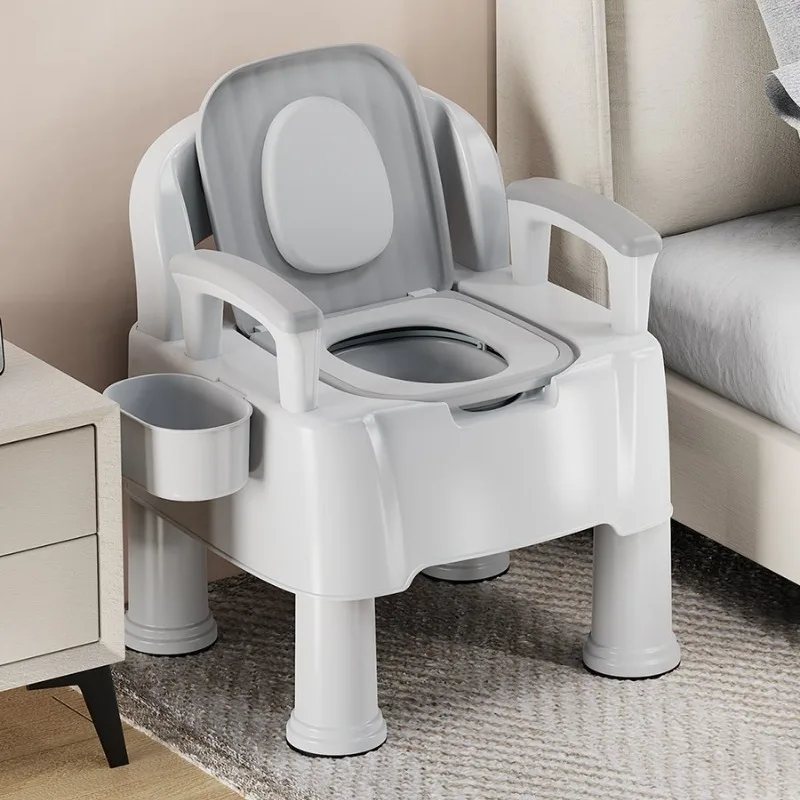 Chaise de toilette anti-odeur pour personnes âgées, toilettes mobiles portables avec couvercle et seau, antidérapantes et anti-basculement, faciles à nettoyer, cadeau pour les soins à domicile