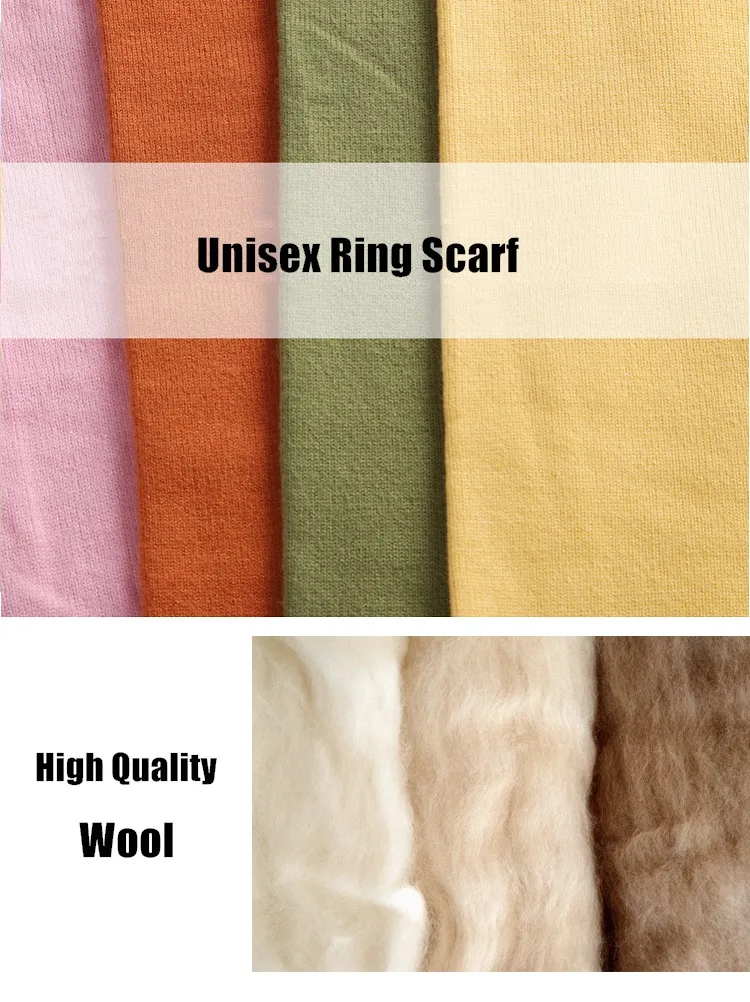 Cashmere Covers Autumn Ring Scarf Winter Men Women Solid Neckwear Thickened Warm Wool Knitted Neck Protect Unisex Accessory