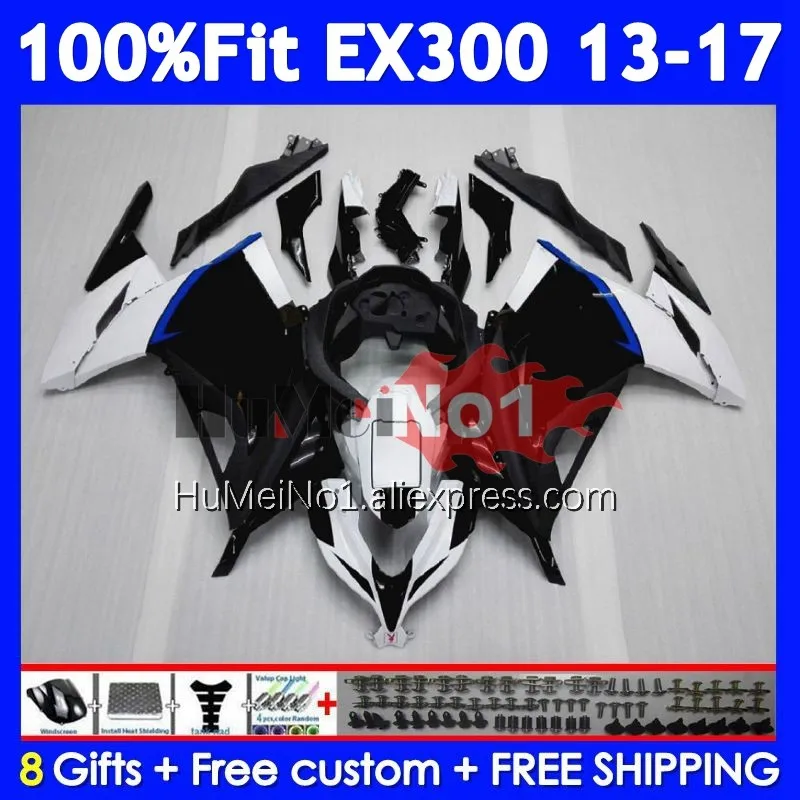 Fairing For KAWASAKI NINJA ZX3R EX 300 R 300R Black white CC 2013 2014 2015 2016 2017 234No.39 EX300R EX300 13 14 15 16 17 Body