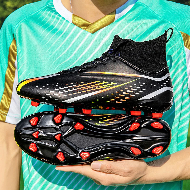 Men Football Boots Sport Training Match Outdoor Soccer Shoes Long Spikes FG/TF Boys Non Slip Cleats Indoor Futsal Comfortable