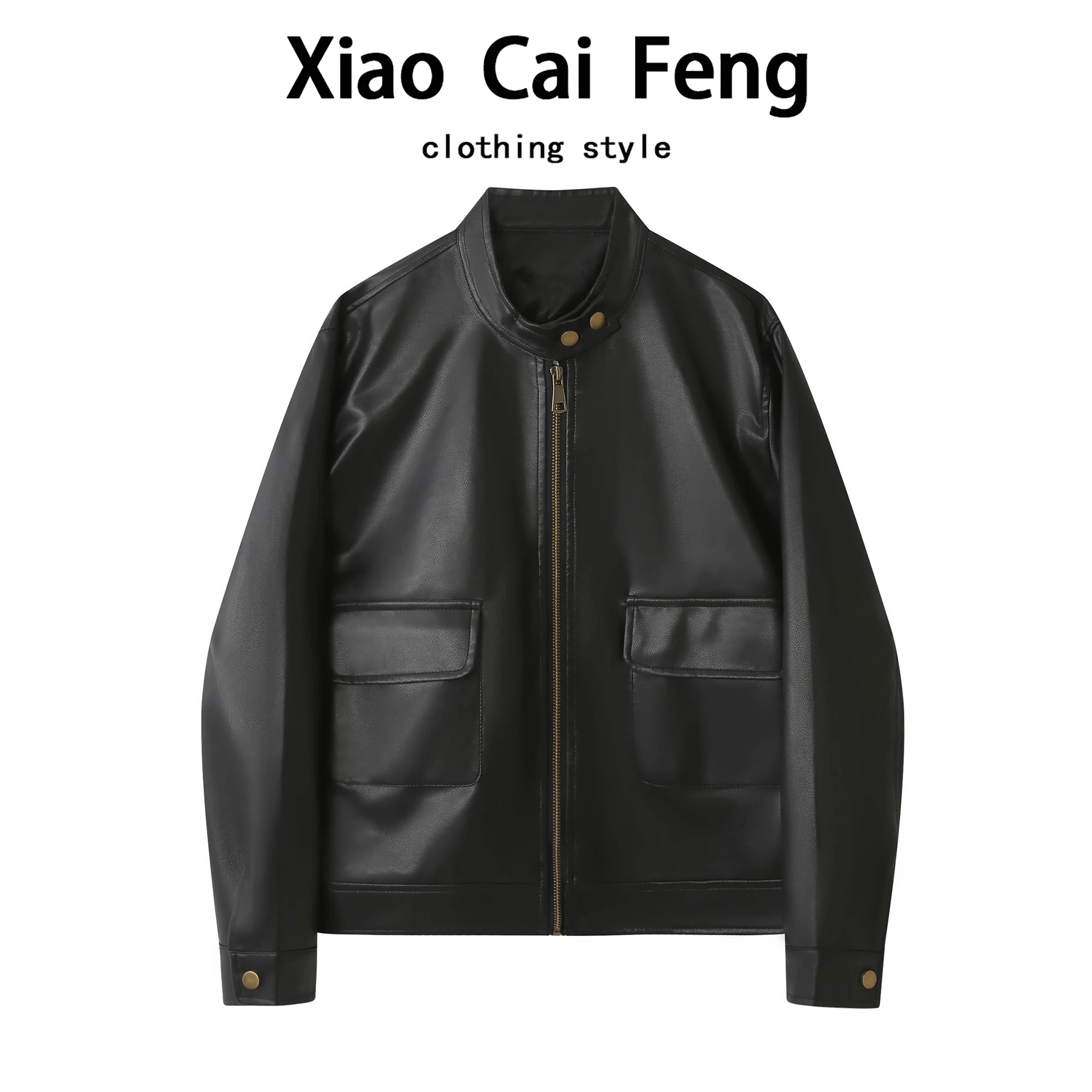   Sle PU-Leder Jaet Damen Casual Biker Mantel Stehkragen Lang Sve Thiened Autumn Faion Top Dr Qing...