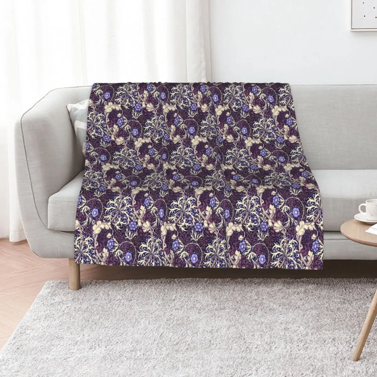 

Remastered John Henry Dearle Seaweed Textile Pattern Blue and Magenta Throw Blanket blankets and throws Warm for babies Blankets