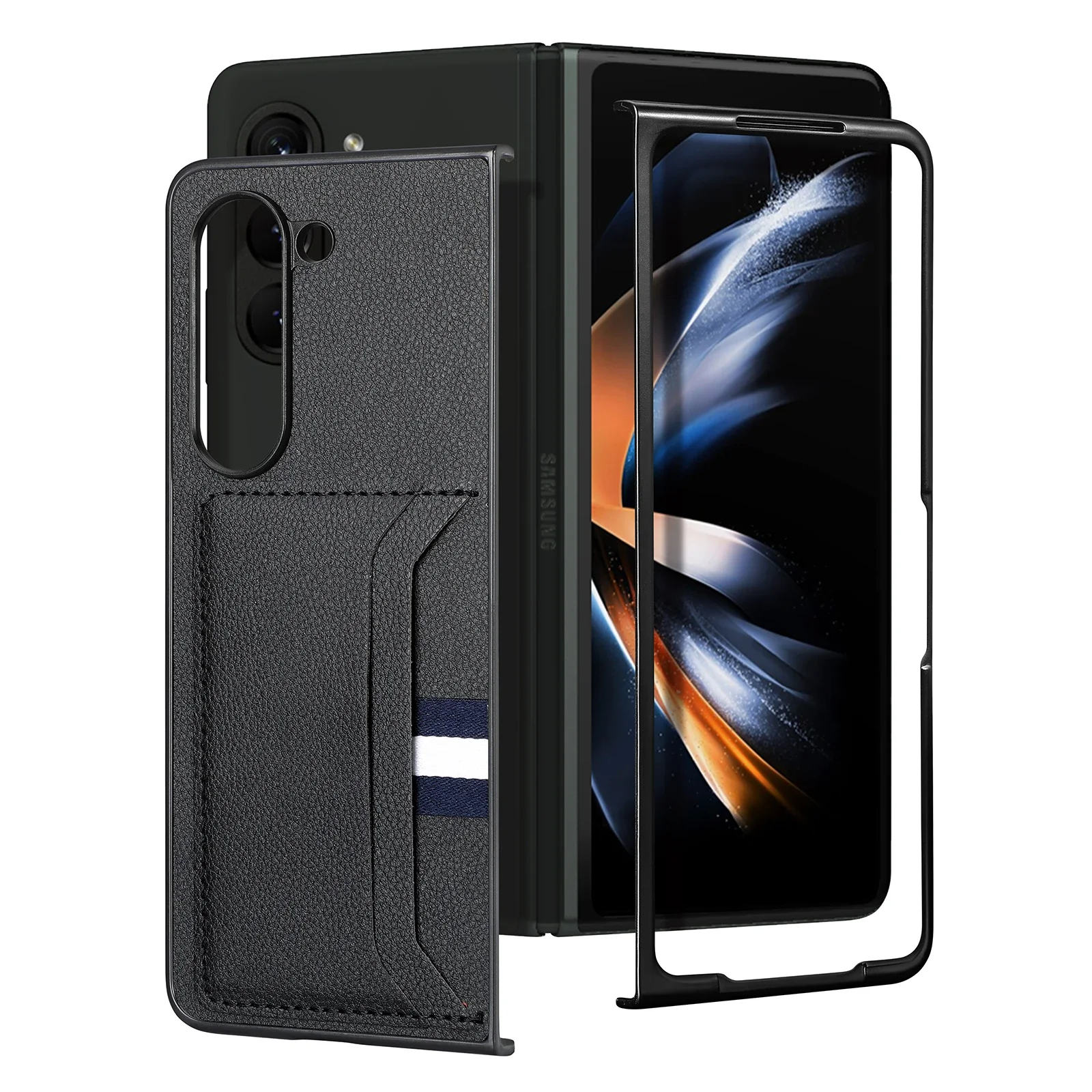 Phone Coque Dustproof Leather Case for Samsung Galaxy Z Fold 6 5 Fold5 Fold6 Fold 4 3 2 Fold4 Fold3 Fold2 Anti-Slip Folding Bag